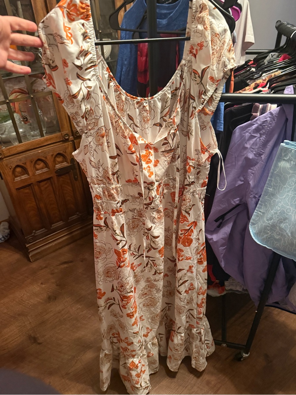 Floral Maxi Dress in Cream & Orange Like New